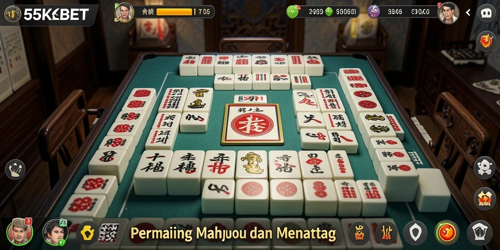 Tampilan gameplay menarik dalam permainan Mahjong 55KBET.