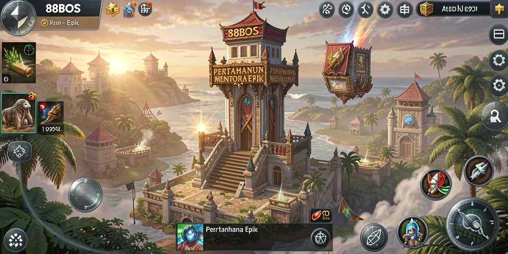 Gameplay seru 88BOS dengan menara pertahanan yang epik.