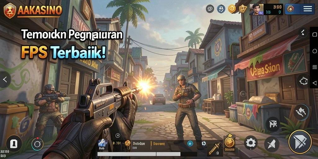 Screenshot gameplay AAKASINO menunjukkan aksi mendebarkan di medan perang.