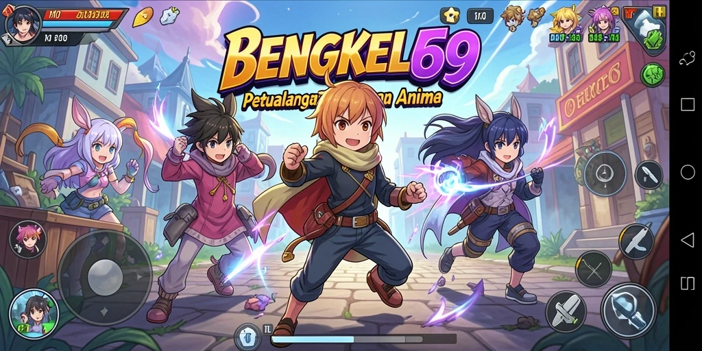 Tampilan impresif dari gameplay BENGKEL69 dengan karakter Anime.