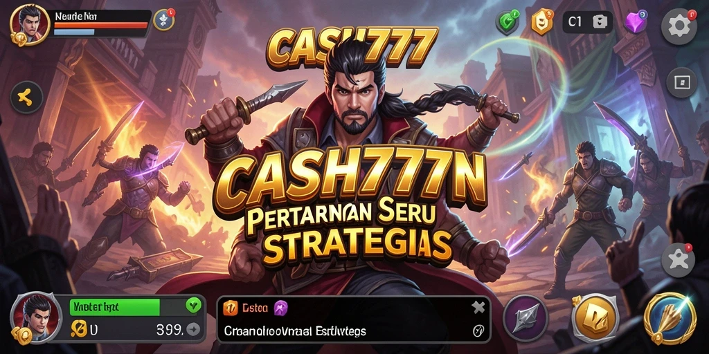 Screenshot utama CASH777 menampilkan pertarungan epik antara karakter dengan efek visual yang menarik.