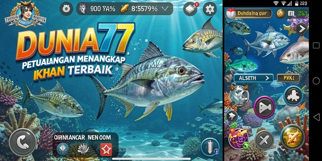 Tampilan gameplay menawan saat memancing di DUNIA77.