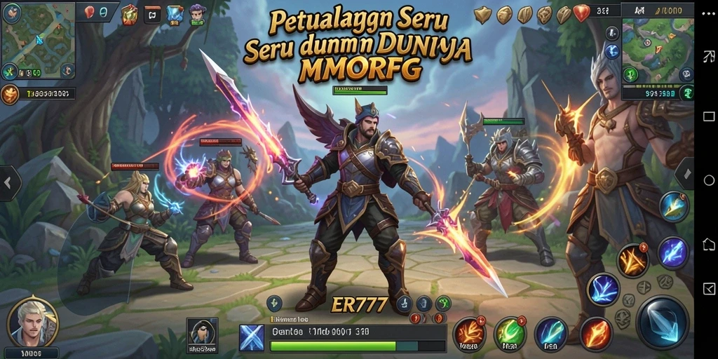 Tampilan seru dari gameplay MMORPG ER777 dengan aksi pertarungan yang mendebarkan.