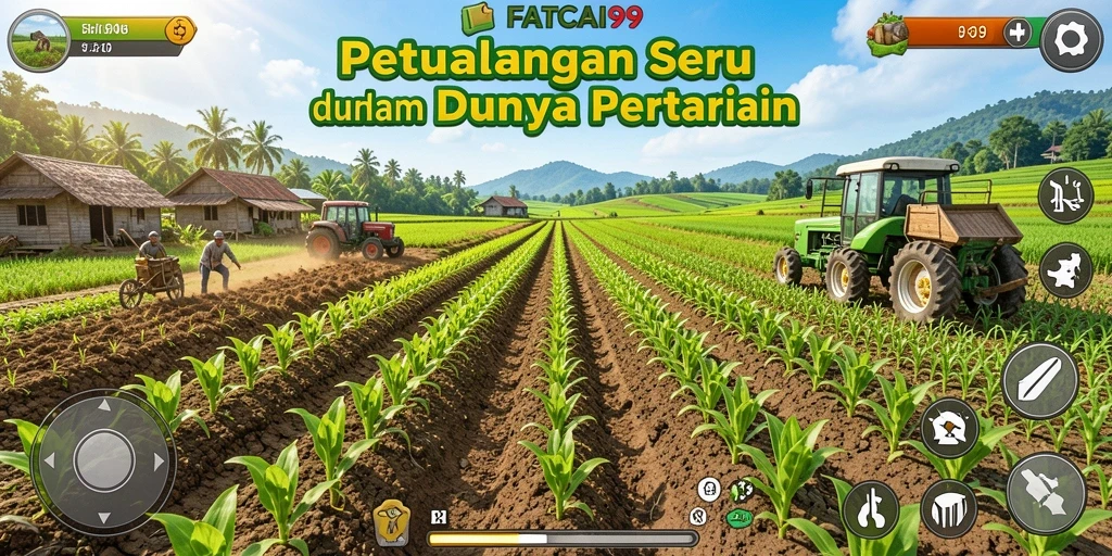 Screenshot utama FATCAI99 menampilkan gameplay seru saat bertani.