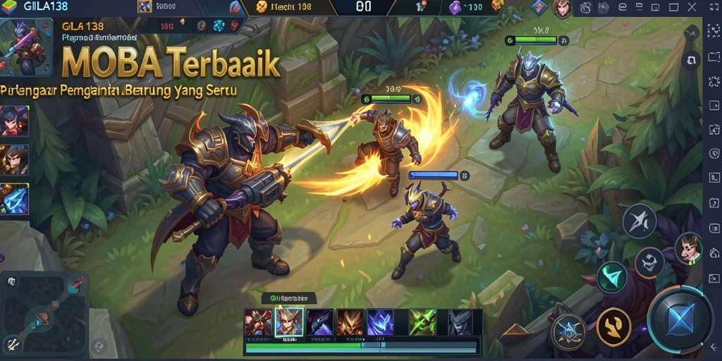 Screenshot gameplay GILA138 yang menunjukkan strategi pertempuran MOBA.