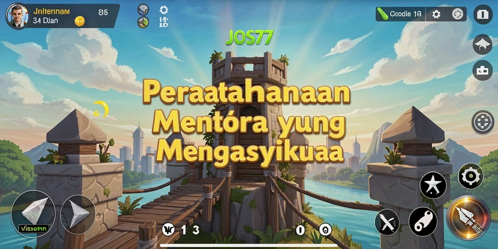 Gameplay menegangkan di JOS77 menunjukkan berbagai menara pertahanan.