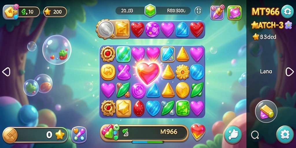 Tampilan gameplay yang menenangkan dan penuh warna di MT966.