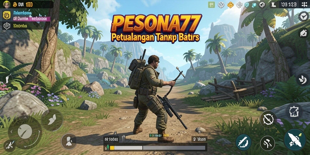 Screenshot gameplay PESONA77 menampilkan petualangan di dunia terbuka yang spektakuler.
