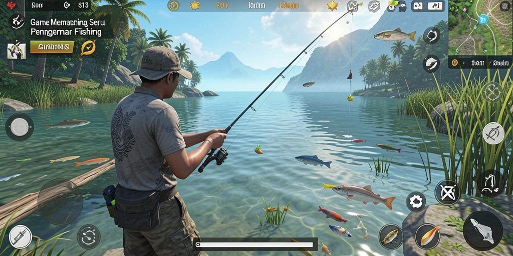 Gameplay seru S13 saat menangkap ikan di alam terbuka.