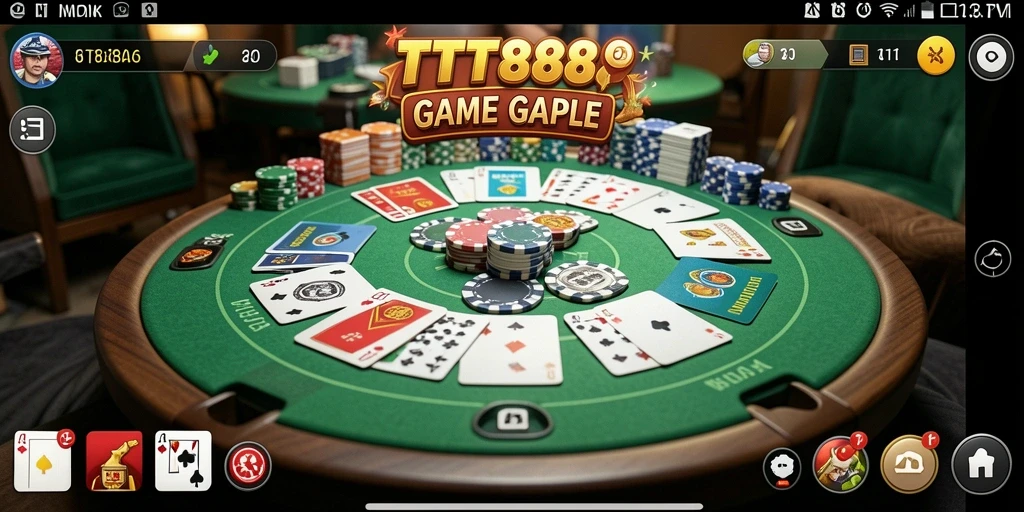 Tampilan gameplay Gaple yang seru dan interaktif di TTT888.
