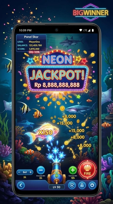 Tampilan antarmuka pengguna di aplikasi bigwinner yang sederhana.